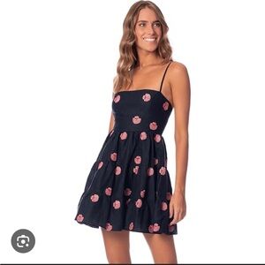 Maaji Black Mini Dress with Pink Floral Dots